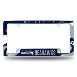 Seattle Seahawks Wave 12" x 6" Chrome All Over Automotive License Plate Frame
