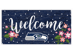 Seattle Seahawks Welcome Floral 6x12 Sign
