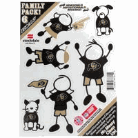 Show off your team pride with our Colorado Buffaloes family automotive decals. The set includes 6 individual family themed decals that each feature the team logo. The 5 x 7 inch decal set is made of outdoor rated, repositionable vinyl for durability and easy application.