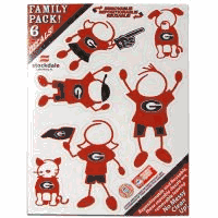 Show off your team pride with our Georgia Bulldogs family automotive decals. The set includes 6 individual family themed decals that each feature the team logo. The 5 x 7 inch decal set is made of outdoor rated, repositionable vinyl for durability and easy application.