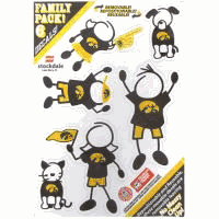 Show off your team pride with our Iowa Hawkeyes family automotive decals. The set includes 6 individual family themed decals that each feature the team logo. The 5 x 7 inch decal set is made of outdoor rated, repositionable vinyl for durability and easy application.