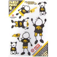 Show off your team pride with our Iowa Hawkeyes family automotive decals. The set includes 6 individual family themed decals that each feature the team logo. The 5 x 7 inch decal set is made of outdoor rated, repositionable vinyl for durability and easy application.