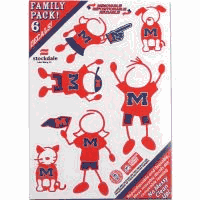 Show off your team pride with our Mississippi Rebels family automotive decals. The set includes 6 individual family themed decals that each feature the team logo. The 5 x 7 inch decal set is made of outdoor rated, repositionable vinyl for durability and easy application.