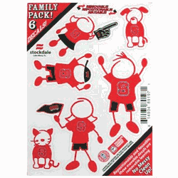Show off your team pride with our North Carolina State Wolfpack family automotive decals. The set includes 6 individual family themed decals that each feature the team logo. The 5 x 7 inch decal set is made of outdoor rated, repositionable vinyl for durability and easy application.