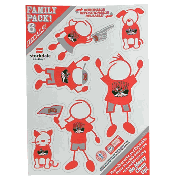 Show off your team pride with our UNLV Rebels family automotive decals. The set includes 6 individual family themed decals that each feature the team logo. The 5 x 7 inch decal set is made of outdoor rated, repositionable vinyl for durability and easy application.