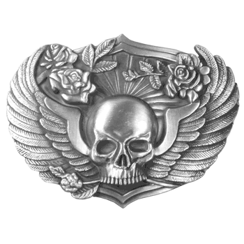 Skull & Wings Antiqued Belt Buckle