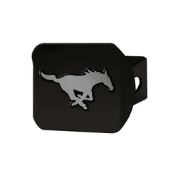 SMU Mustangs Black Metal Hitch Cover with Metal Chrome 3D Emblem