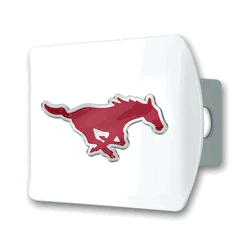 SMU White Metal Hitch Cover with  3D Color Emblem