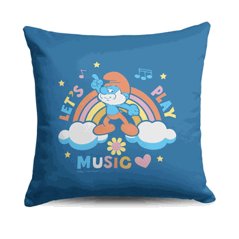 Smurfs Let's Play Music Throw Pillow 18x18 inches