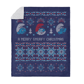Smurfs Merry Smurfy Silk Touch Sherpa Throw 50x60 Inches