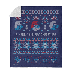 Smurfs Merry Smurfy Silk Touch Sherpa Throw 50x60 Inches