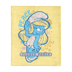 Smurfs Peace Love Flower Power Silk Touch Throw 50 x 60 inches