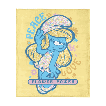 Smurfs Peace Love Flower Power Silk Touch Throw Blanket 40x50 Inches
