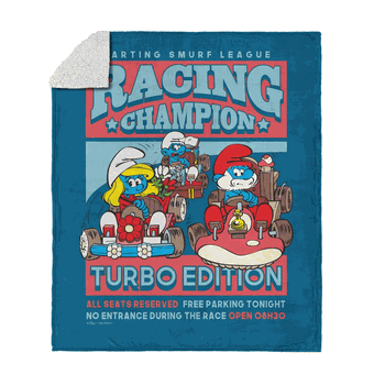 Smurfs Smurf Racing Silk Touch Sherpa Throw 50 x 60 inches