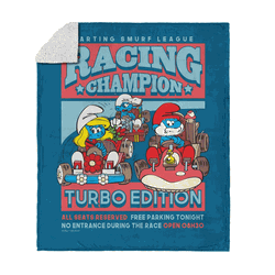 Smurfs Smurf Racing Silk Touch Sherpa Throw 50 x 60 inches