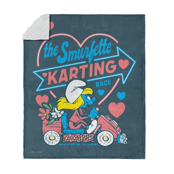 Smurfs Smurfette Karting Silk Touch Sherpa Throw 50 x 60 inches