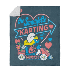 Smurfs Smurfette Karting Silk Touch Sherpa Throw 50 x 60 inches