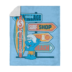 Smurfs Surf Shop Silk Touch Sherpa Throw 50 x 60 inches