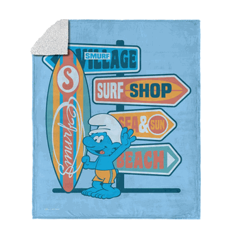 Smurfs Surf Shop Silk Touch Sherpa Throw 50 x 60 inches