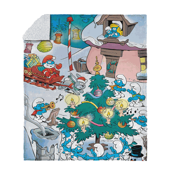 Smurfs Winter Bash Silk Touch Sherpa Throw 50x60 Inches