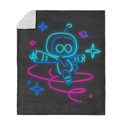 Sony Playstation Astro Bot Astro Neon Silk Touch Sherpa Throw Blanket 50x60 inches