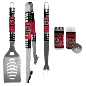 South Carolina Gamecocks 3 pc Tailgater BBQ Set and Salt and Pepper Shaker Set
