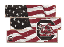 South Carolina Gamecocks American Flag 3 Plank