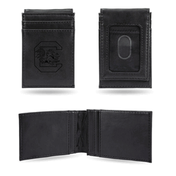 South Carolina Gamecocks Black Laser Engraved Front Pocket Wallet
