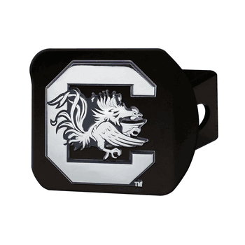 South Carolina Gamecocks Black Metal Hitch Cover with Metal Chrome 3D Emblem