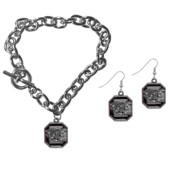 South Carolina Gamecocks Chain Bracelet and Dangle Earring Set