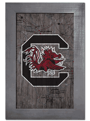 South Carolina Gamecocks City Map 11x19 Sign