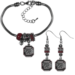 South Carolina Gamecocks Euro Bead Earrings and Bracelet Set