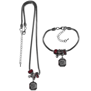 South Carolina Gamecocks Euro Bead Necklace and Bracelet Set