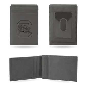 South Carolina Gamecocks Gray Laser Engraved Front Pocket Wallet