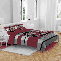South Carolina Gamecocks Heather Stripe 3 PC Full/Queen Bed in a Bag