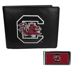 South Carolina Gamecocks Leather Bi-fold Wallet & Color Money Clip