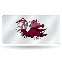 South Carolina Gamecocks Silver 12" x 6" Silver Laser Cut Tag For Car/Truck/SUV