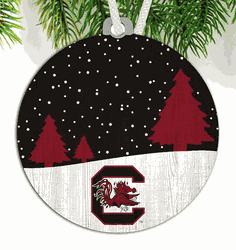 South Carolina Gamecocks Snow Scene Ornament