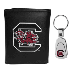 South Carolina Gamecocks Tri-fold Wallet & Steel Key Chain