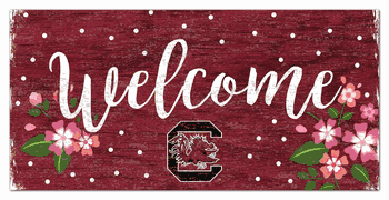 South Carolina Gamecocks Welcome Floral 6x12 Sign
