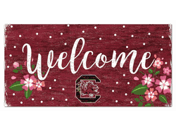 South Carolina Gamecocks Welcome Floral 6x12 Sign