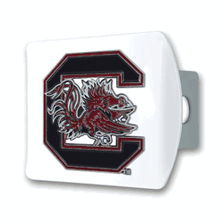 South Carolina White Metal Hitch Cover with  3D Color Emblem