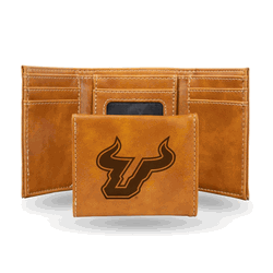 South Florida Bulls Brown Laser Engraved Faux Leather Trifold