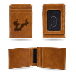 South Florida Bulls Brown Laser Engraved Front Pocket Wallet
