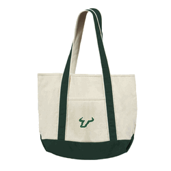 South Florida Bulls NCAA Logo Canvas Tote with Colored Strap 21x15 inches