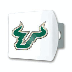 South Florida White Metal Hitch Cover with  3D Color Emblem