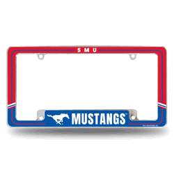 Southern Methodist Mustangs Two-Tone 12" x 6" Chrome All Over Automotive License Plate Frame
