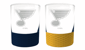 St. Louis Blues 2pc Laser Etched Commissioner Rocks Glass Set