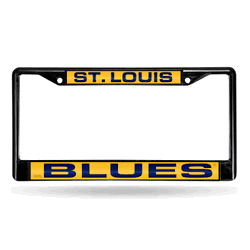 St. Louis Blues Black 12" x 6" Black Laser Cut Chrome Frame
