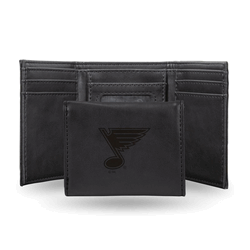 St. Louis Blues Black Laser Engraved Faux Leather Trifold